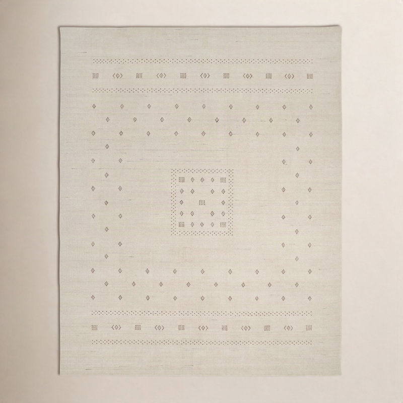 Tapis en coton / laine noué à la main Simi, Neige, Rectangle 6 pi x 9 pi