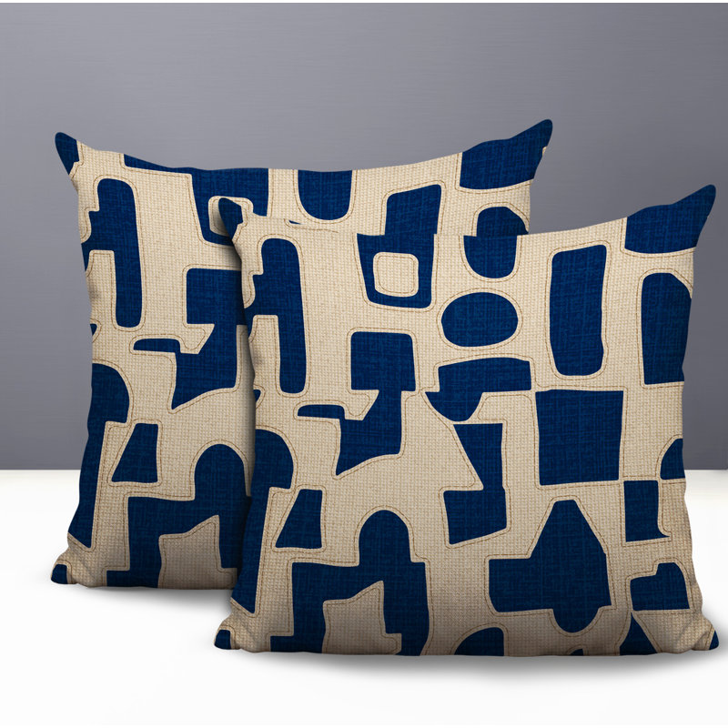 Coussin intérieur / extérieur réversible Jara, Marine, 16x16