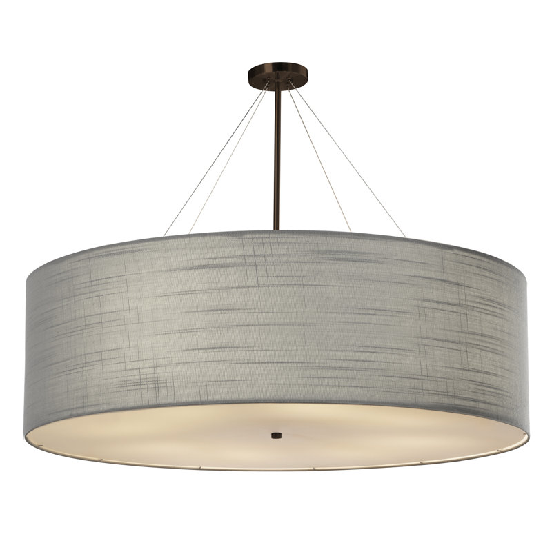 Lustre cylindrique Aoko, Crème, crème, Bronze foncé, H 12 po x l 36 po x P 36 po