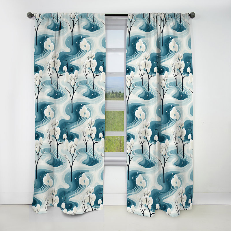 Rideau à motif floral blanc - Tranquil Mindset Landscape Zen, L 52 po x L 95 po