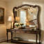 Miroir pour commode Deborah, cadre arqué et rebords, brun chêne 40 x 48