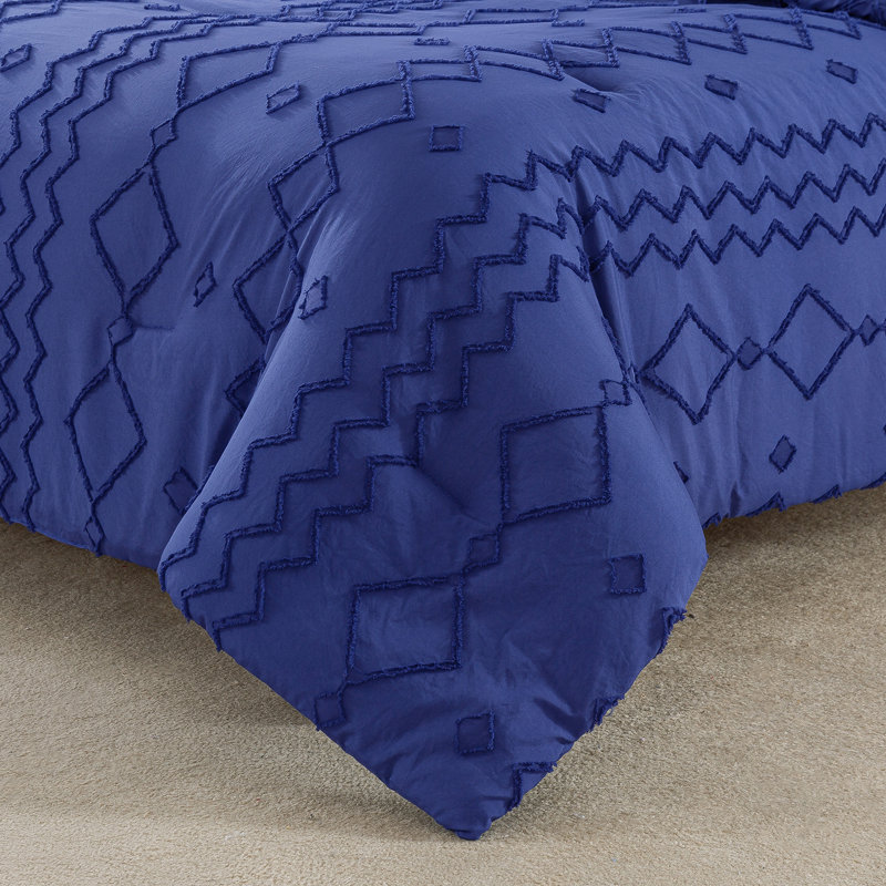 Ring Stitch Comforter, Navy, Twin Comforter + 1 Standard  Sham