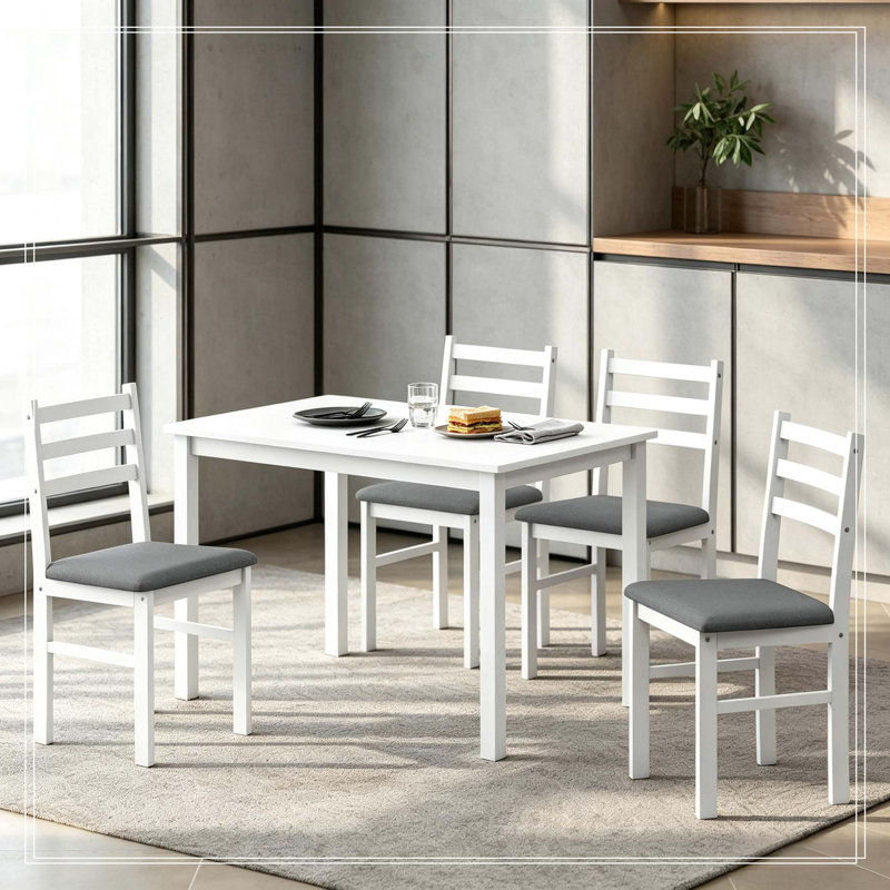 Ensemble de salle à manger compact 5 pièces, ensemble de table à manger moderne, table de cuisine élégante et chaise (seulement 4 pièces, 1 table)