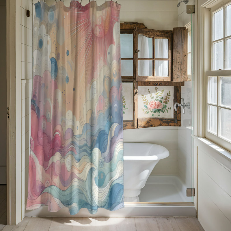 Summer Pastels - Rideau de douche standard 1 pièce, H 74 po x l 71 po