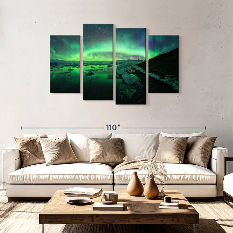 Alvord Jokulsarlon glacier lagon aurore ciel, H 48 po x l 75 po