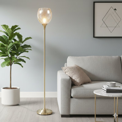 Uplight Floor Lamp With Mercury Glass Shade
