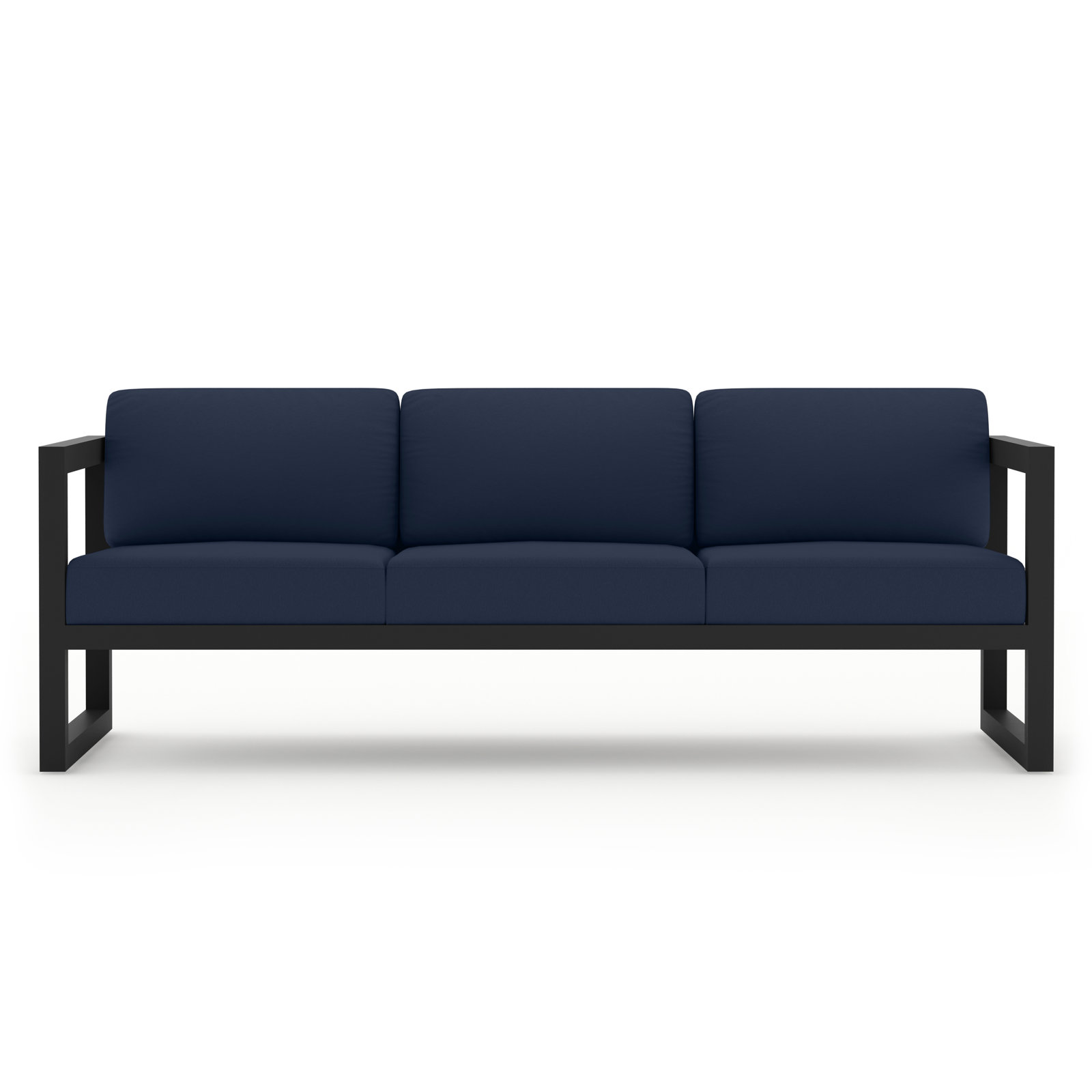 Smith 84" Outdoor Sofa with Sunbrella® Cushions, Spectrum Indigo, Black