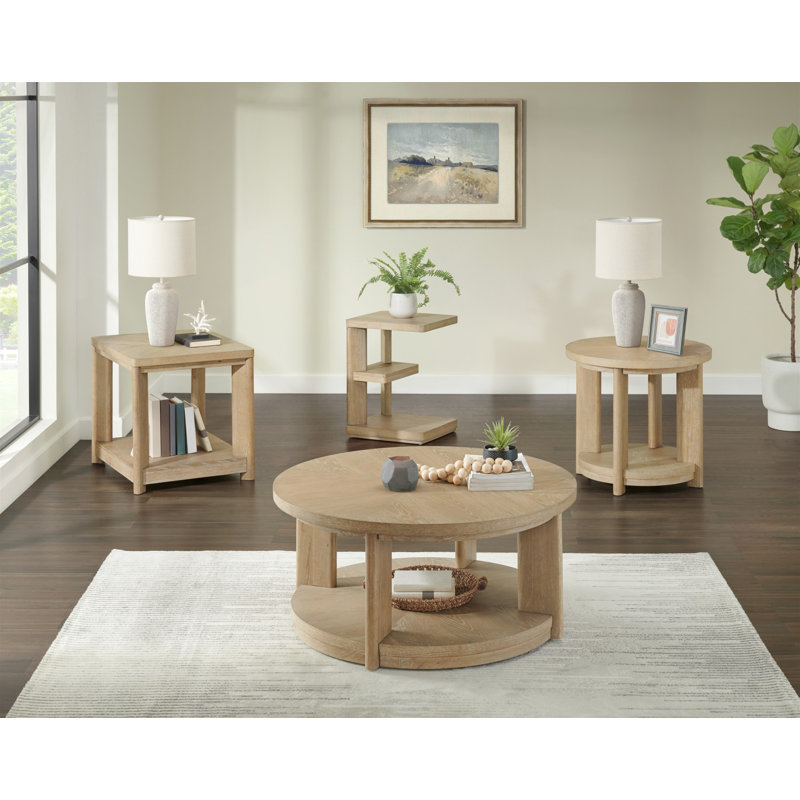 Ashal Solid Wood End Table with Storage