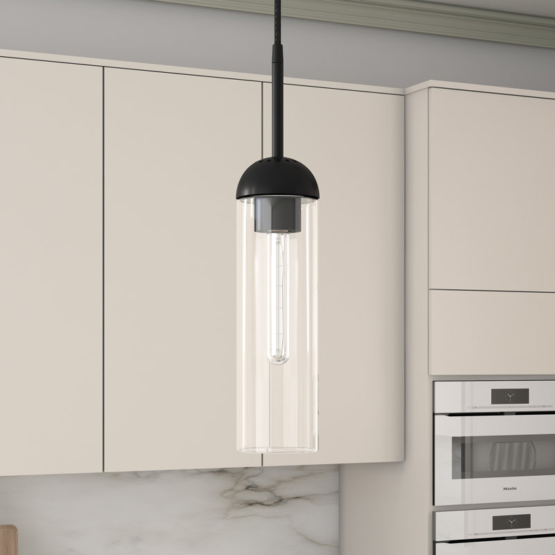 Luminaire suspendu cylindrique à 1 lumière Kagan, Acier noirci