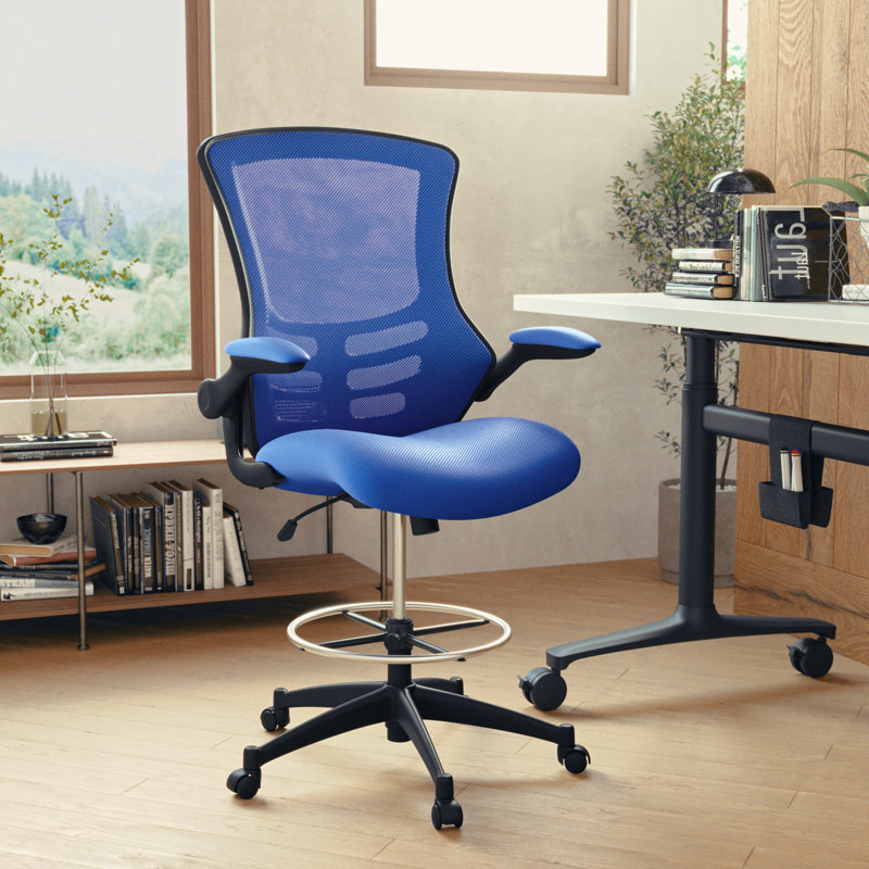 Chaise de dessinateur en polyester / mélange de polyester H 50,75 po x l 24,5 po x P 25,5 po, Bleu