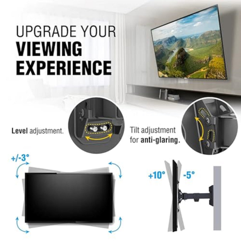 Support mural pour téléviseur à mouvement complet ELG Full40 avec inclinaison et pivotement 400 x 400 mm VESA pour téléviseurs de 26 à 65 pouces