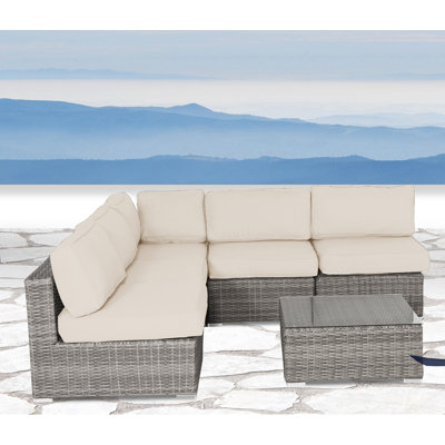 Tonioni Wicker Fully Assembled 6 - Piece Seating Group with Sunbrella Cushions