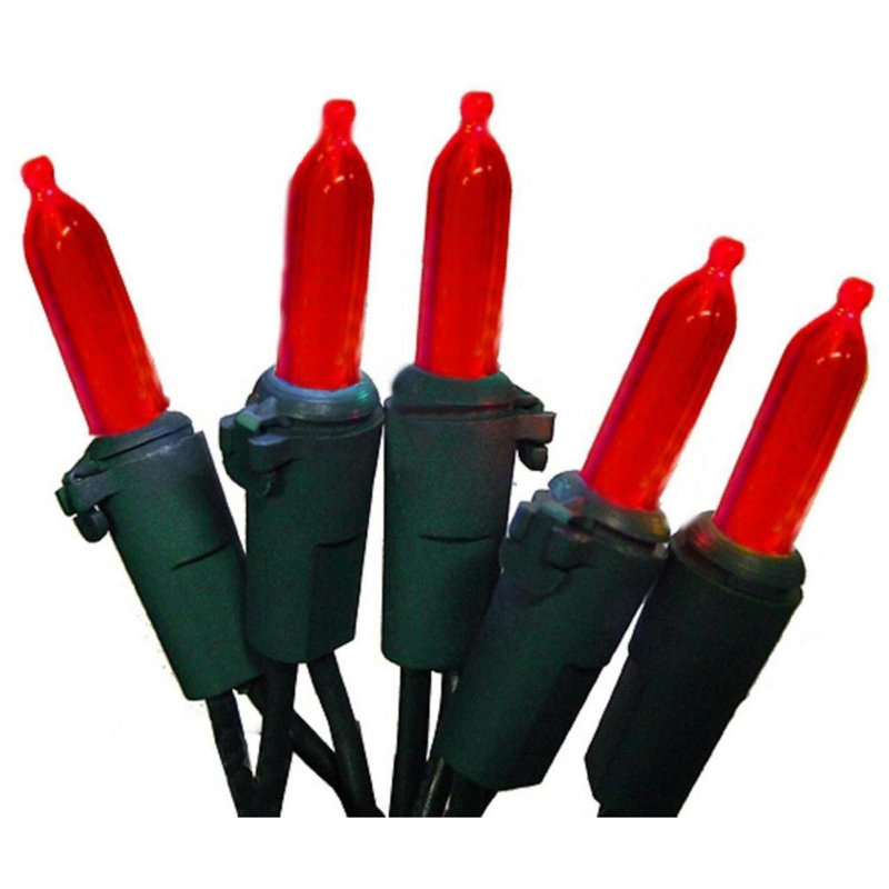 Ensemble de 50 mini lumières rouges de Noël 50 fils, fil vert 24,6 pi