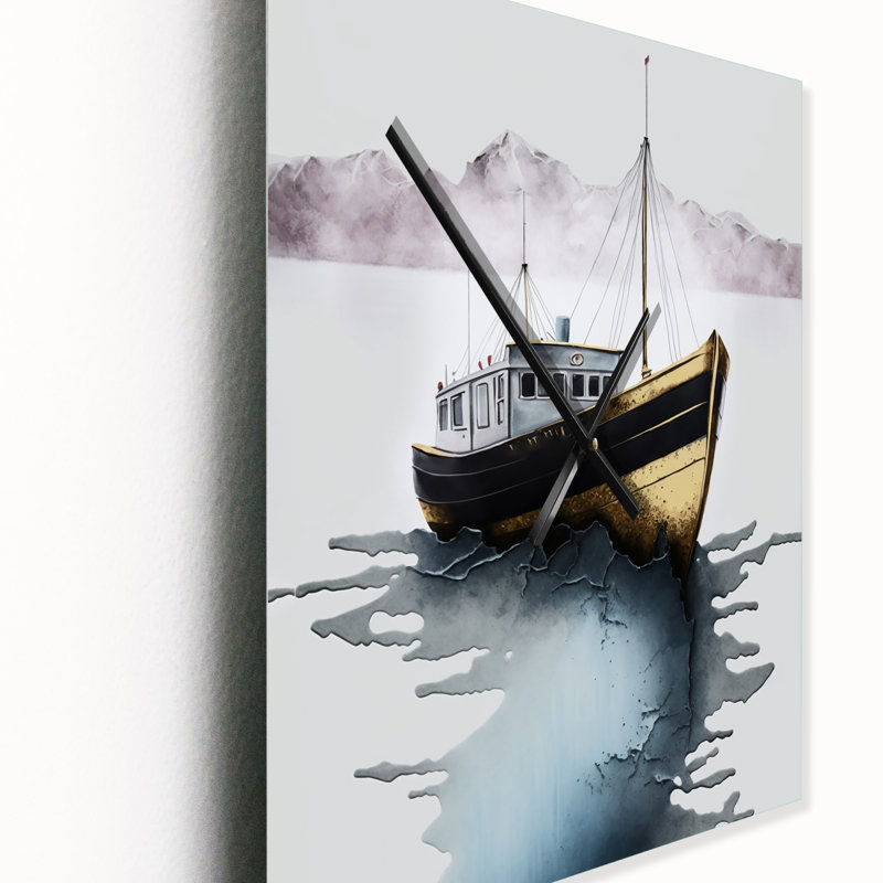 Horloge murale bateau de pêche moderne III, H 40 po x l 30 po x P 1 po