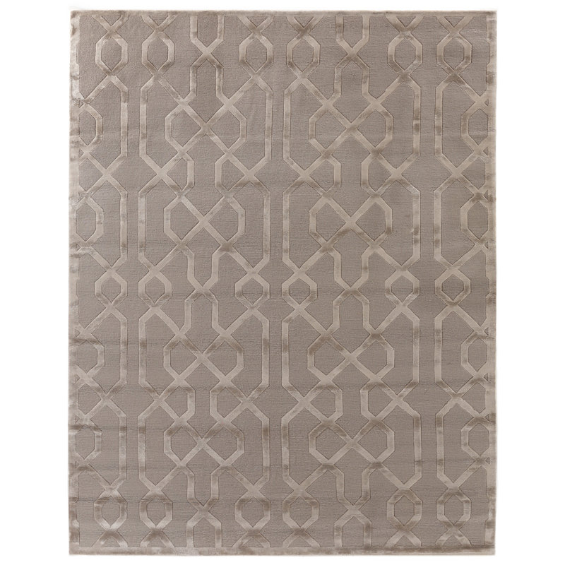 Metro-Velvet Geometric Area Rug in Light Beige, Rectangle 5' x 7'