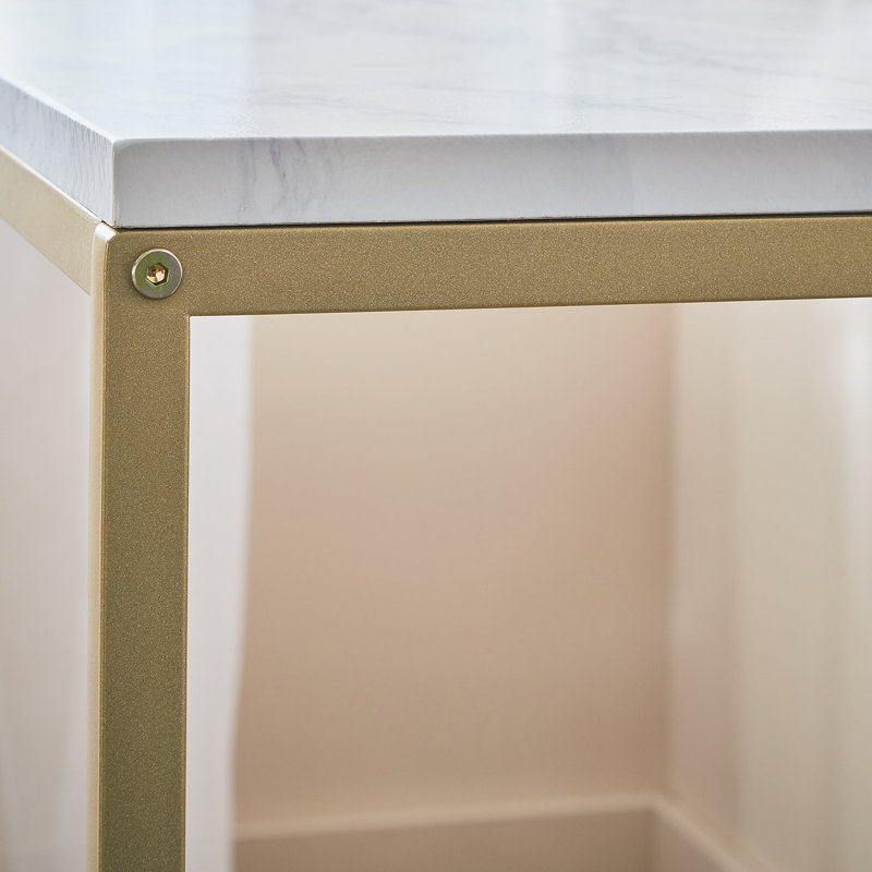 Kalyssa Metal Base Writing Desk, White, Gold