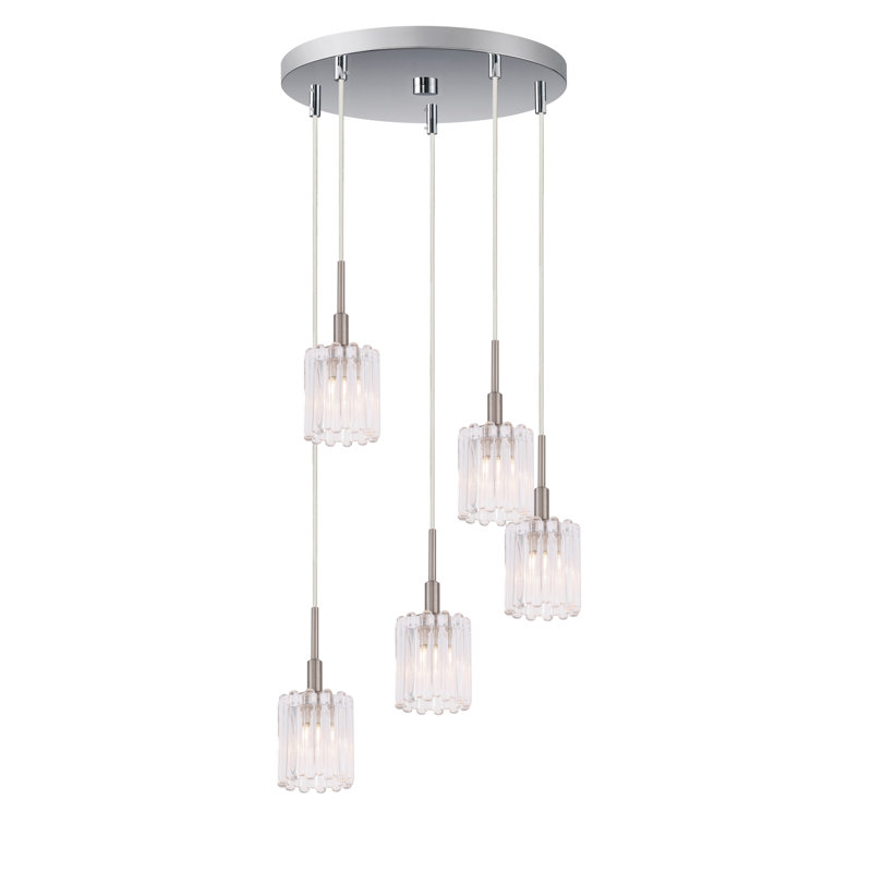 Luminaire suspendu cylindrique à 5 lumières Rosendahl, Nickel, Halogène