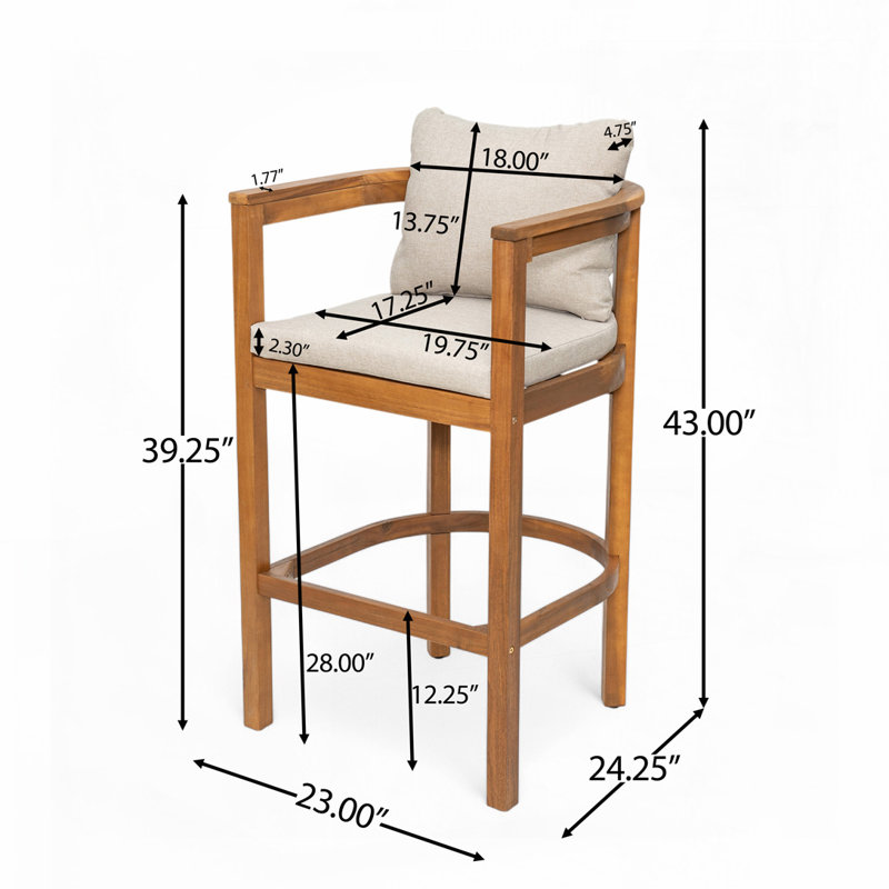 Tabouret de bar d'extérieur en bois, Teck