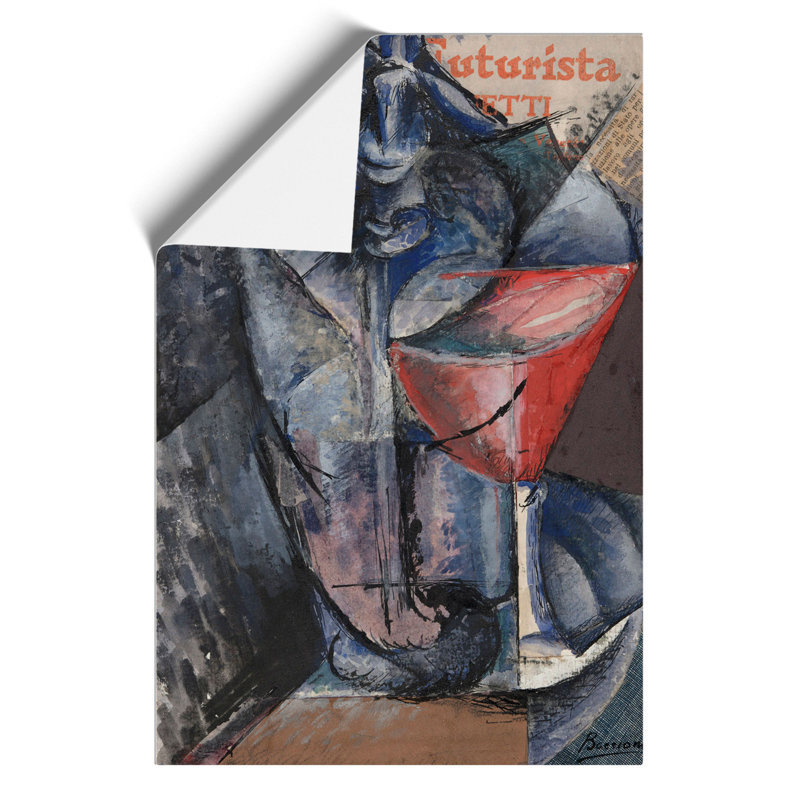 Still Life Glass and Siphon by Umberto Boccioni - Unframed Painting, 59cm H x 42cm W x 0.1cm D
