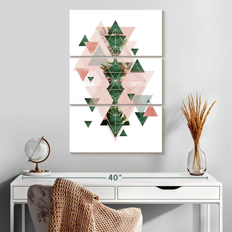 Avery Pink Green Geometric VI, 32" H x 20" W