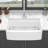 White Ceramic 33" Sink Workstation For Kitchen - And Reliable, Resistance To Scratches, Space Ledge Design, Stain Surface, Deep Basin Sink, Includes 304 Stainless Steel Dish Grid, Basket Strainer,