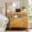       Table de chevet 27,5 po avec 2 tiroirs et tablette ouverte, table de chevet de style américain avec plateau coulissant et prise intégrée, convient pour la chambre à coucher ou le salon (ensemble de 2)-130667057