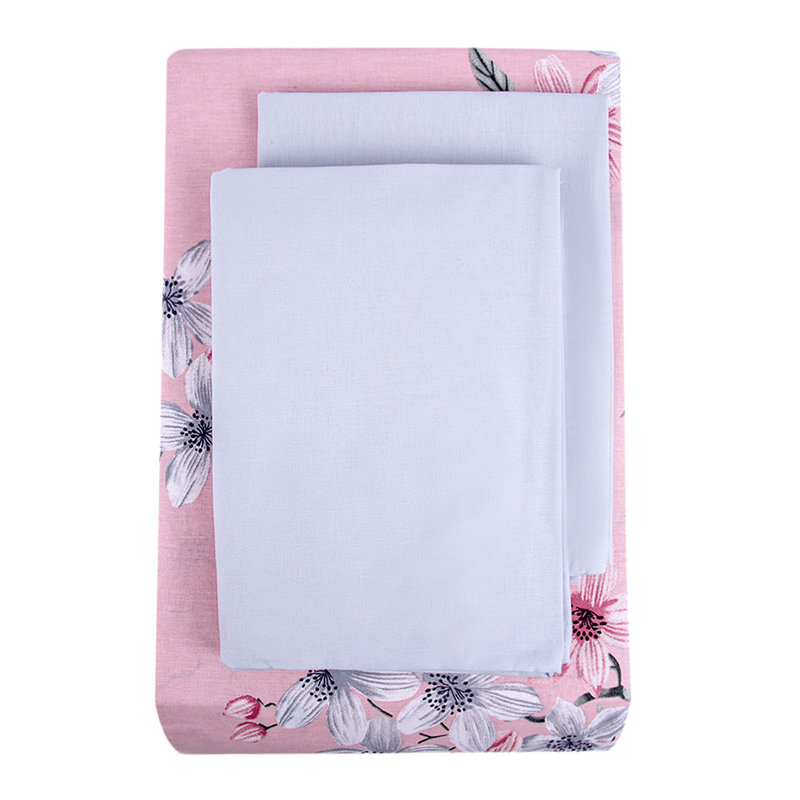 King Pink Floral Cotton Duvet Cover Set