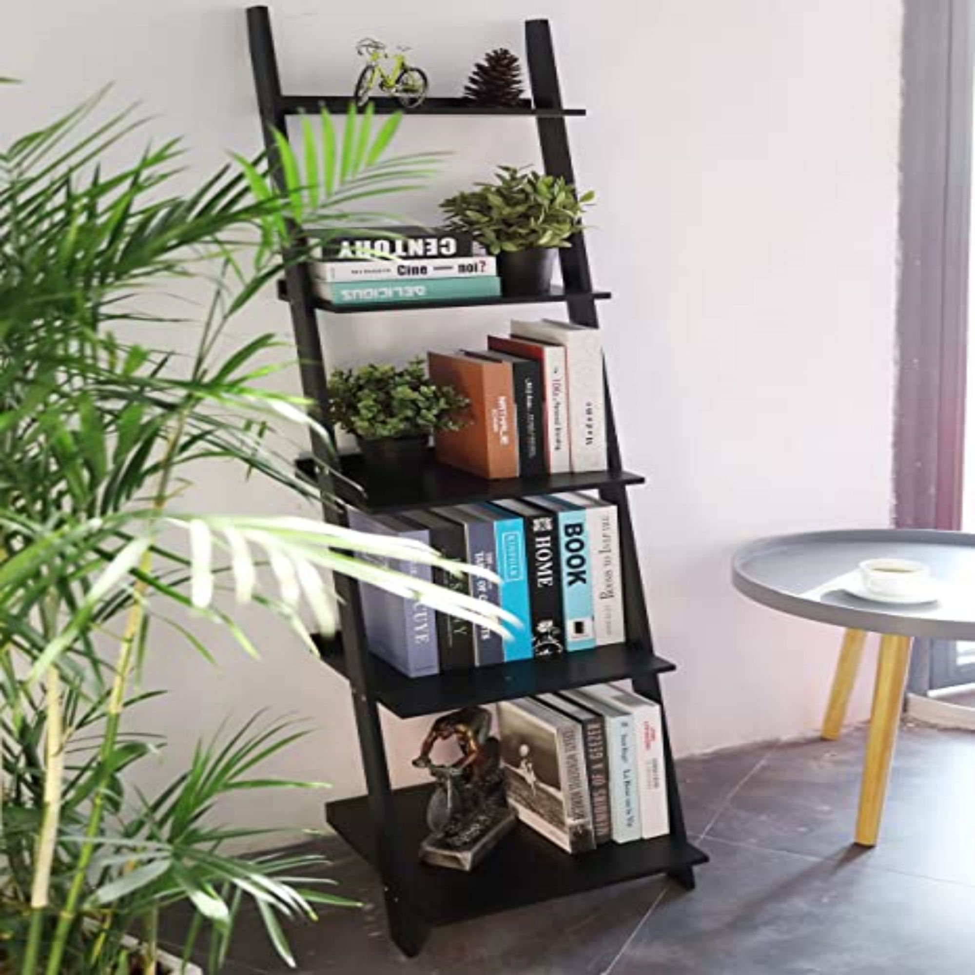 Latitude Run® HYNAWIN Ladder Shelf 5Tier Bookshelf Bamboo Storage Rack