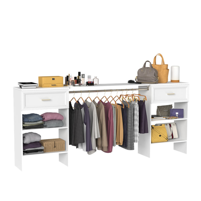 Ensemble de base de la collection Suiteymphony avec tiroirs traditionnels, tablette supérieure et tringle, Blanc
