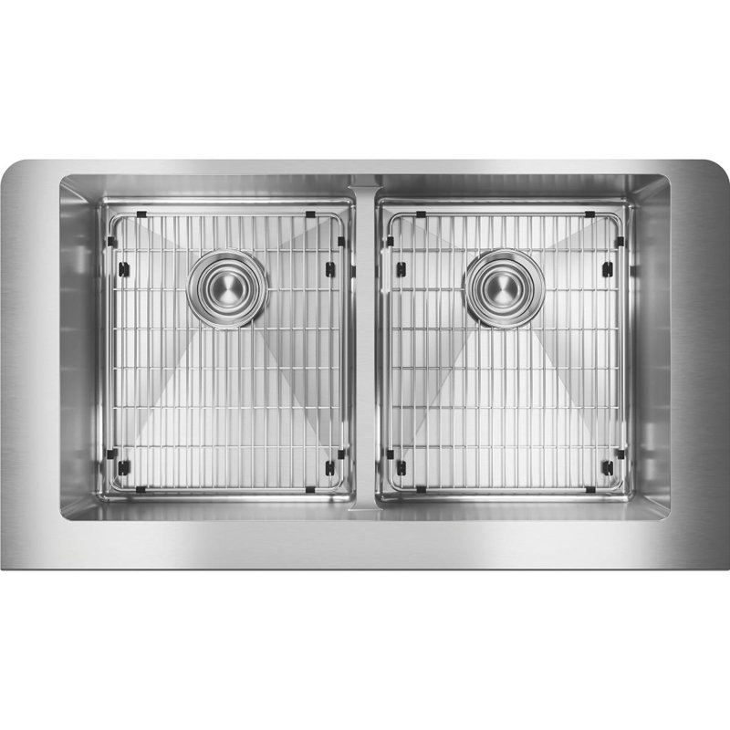 Elkay Crosstown 36" Satin Stainless Steel Double Bowl Farmhouse Sink Kit