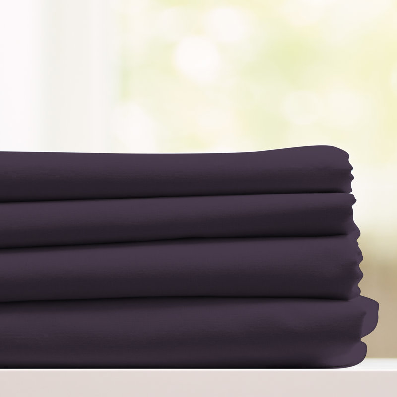 Luxury Hotel Microfiber Sheet Set, Purple, King Sheet Set + Fitted Sheet + 2 Pillowcases