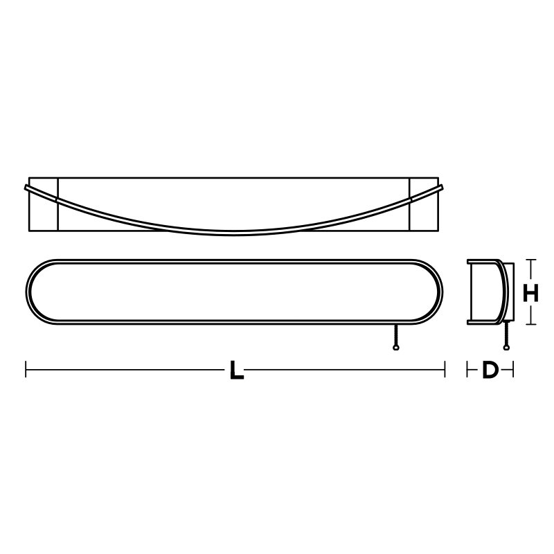 Steel LED Flush Mounted Sconce, 5" H x 36" W x 4" D, Satin Brass