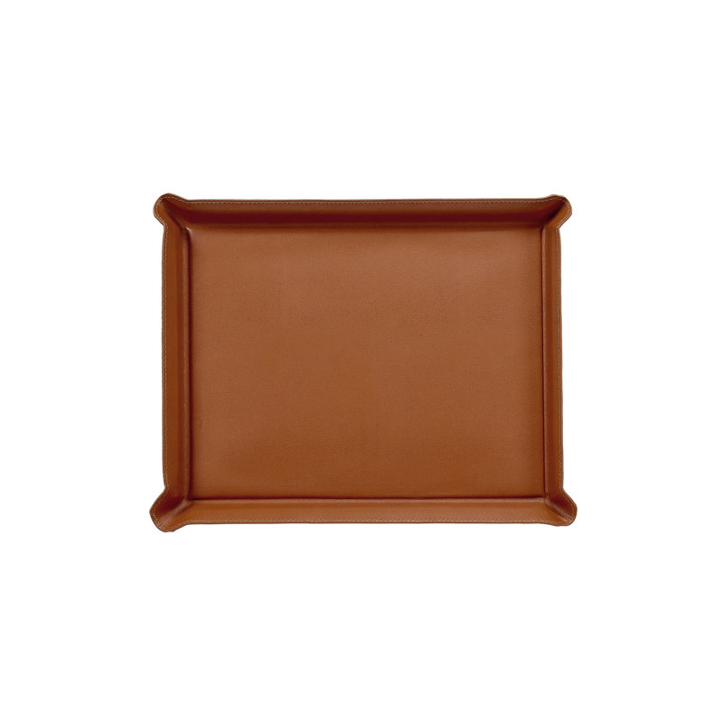 Plateau ottoman en cuir, Tanné
