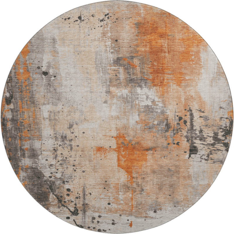 Premium Machine Washable Mayfield AMF1840 Abstract Rug, Round 8'