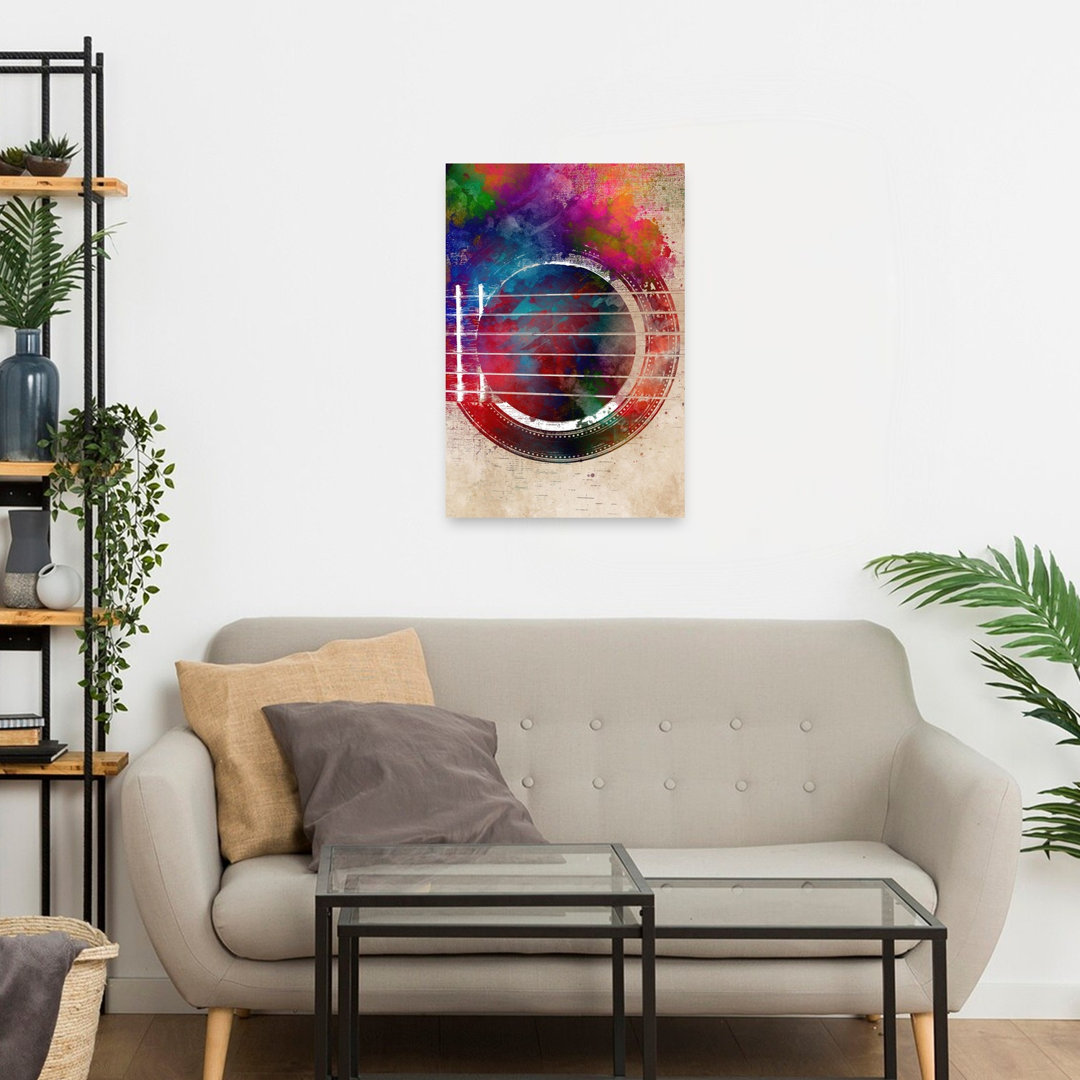 Vibrant Watercolor Guitar Abstract Contemporary Wall Art Print