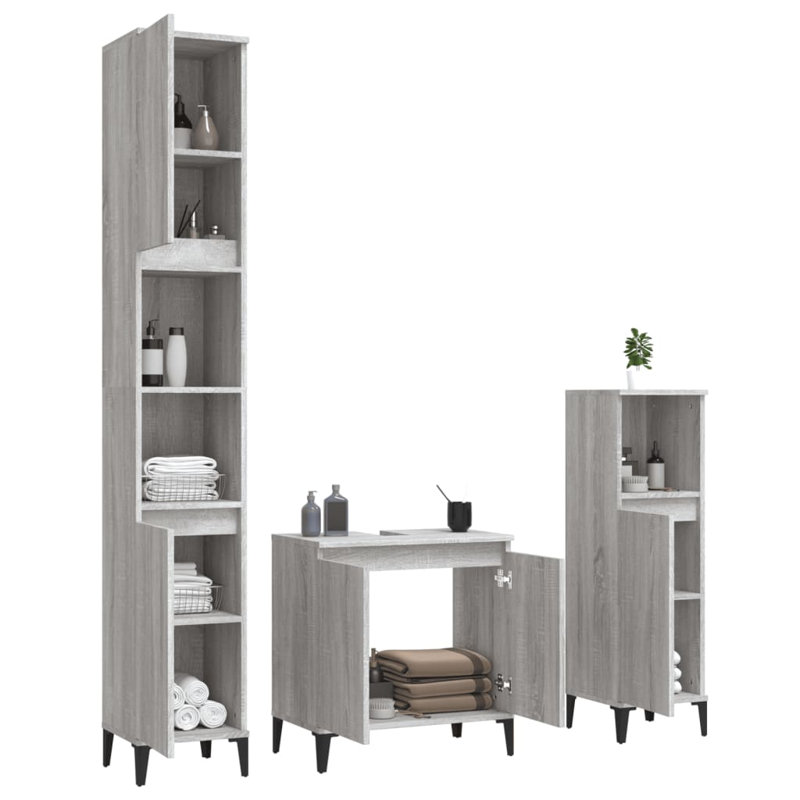 Lofley Bathroom Furniture Suite, Grey Sonoma