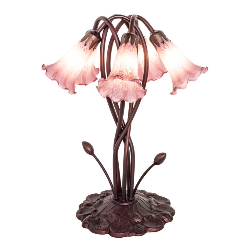 17" High Lavender Pond Lily 5 Light Accent Lamp, Lavender, Rocker