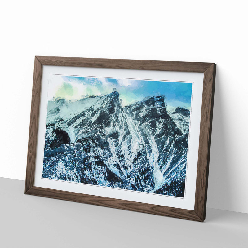 Mountain Tops in Canada in Abstract - Picture Frame Graphic Art Print, 36cm H x 48cm W x 2cm D, Walnut Framed