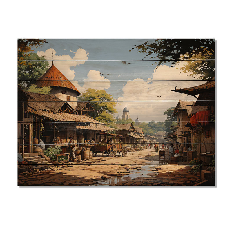 «Luretha African Market Bazar» sur impression sur bois, H 10 po x l 20 po x P 0,78 po