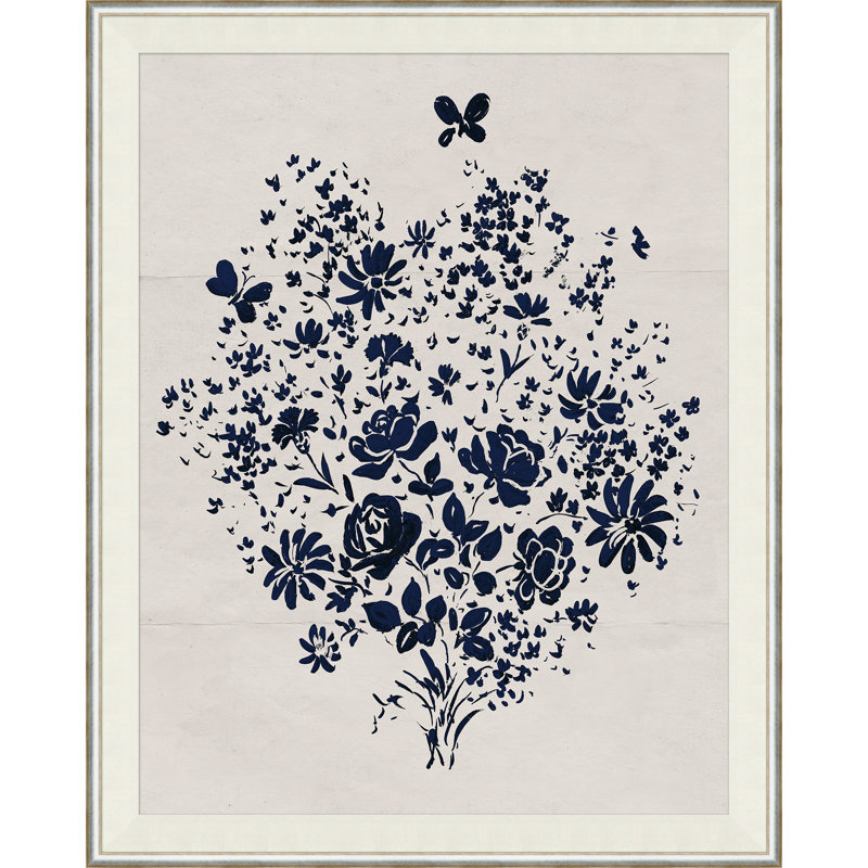 «Blue Floral Bouquet» par Paule Marrot - impression d'un seul cadre