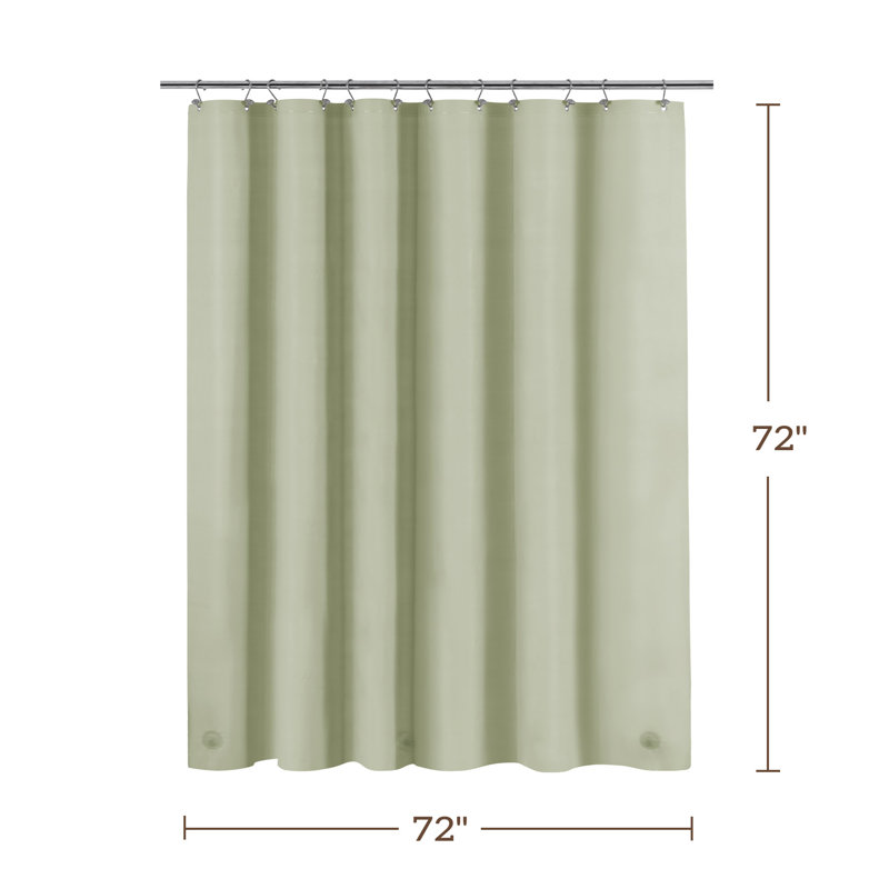 Waterproof Lightweight PEVA Single Shower Curtain Liner, 72"H x 72"W, Sage