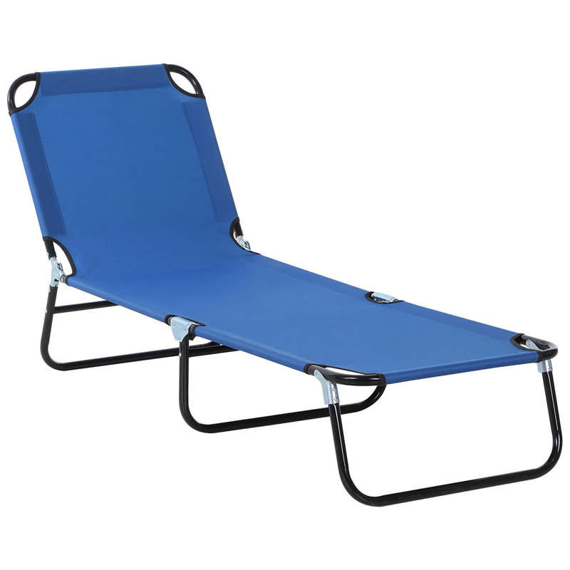 Folding Chaise Lounge Pool Chair, Blue