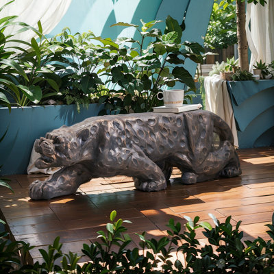 Lightweight Concrete Leopard-Shaped Bench