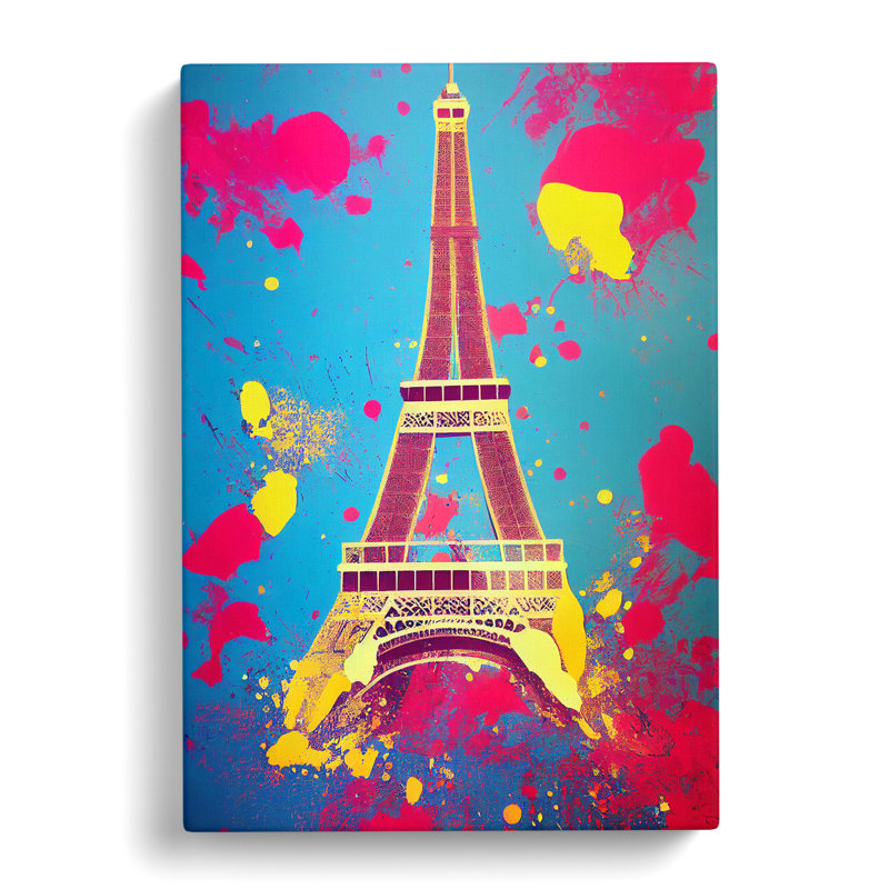 Eiffel Tower Paint Splash No.3 - Wrapped Canvas Print, 50cm H x 35cm W