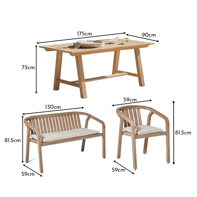Keosauqua 6 - Person Acacia Wood Patio Dining Set with Rectangular Table