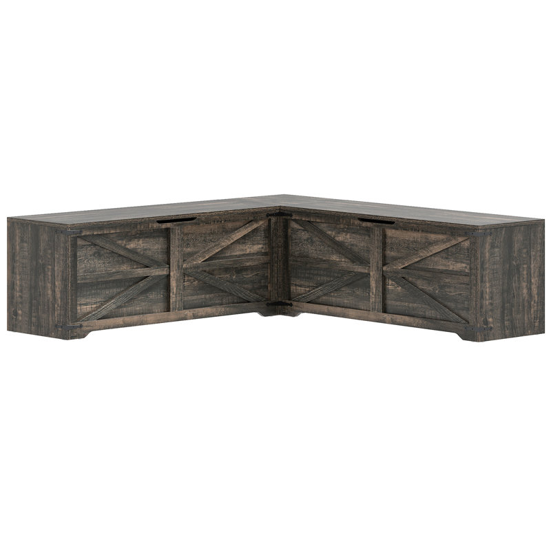 L-Shaped Corner Breakfast Nook Bench With Storage, Black Oak