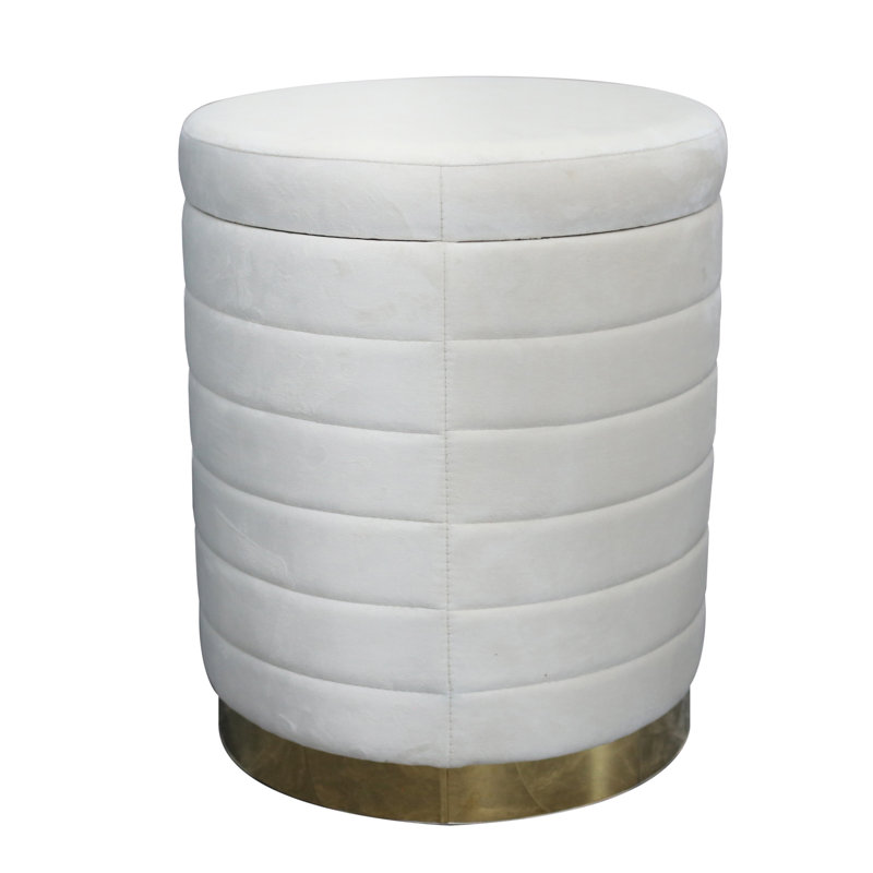 Sagebrook Home 19" Stirling Cream Velvet Storage Stool