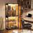  4-Tier Modern Glass Display Cabinet with Magnetic Catch Doors, 65" Tall Minimalist Showcase for Collectibles, Books & Trophy Storage, for Living Room, Bedroom & Study，Black-1223310782