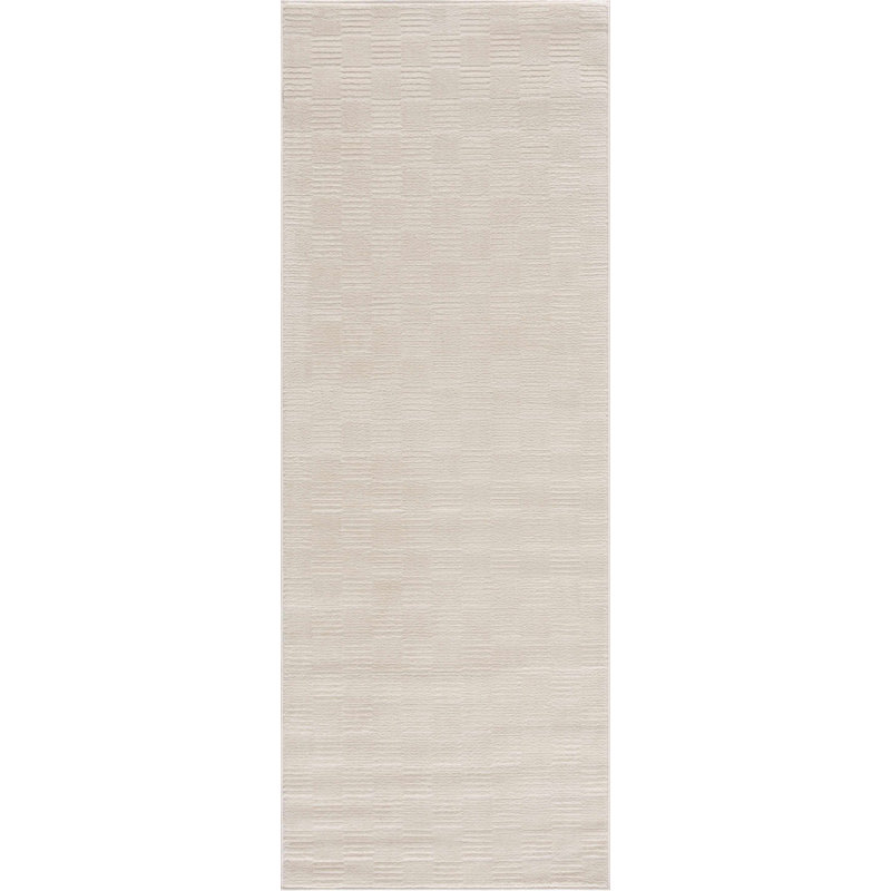 Chuby Checkered Machine Washable Cream / Off White Area Rug, Runner 2'7" x 9'1", Off-White