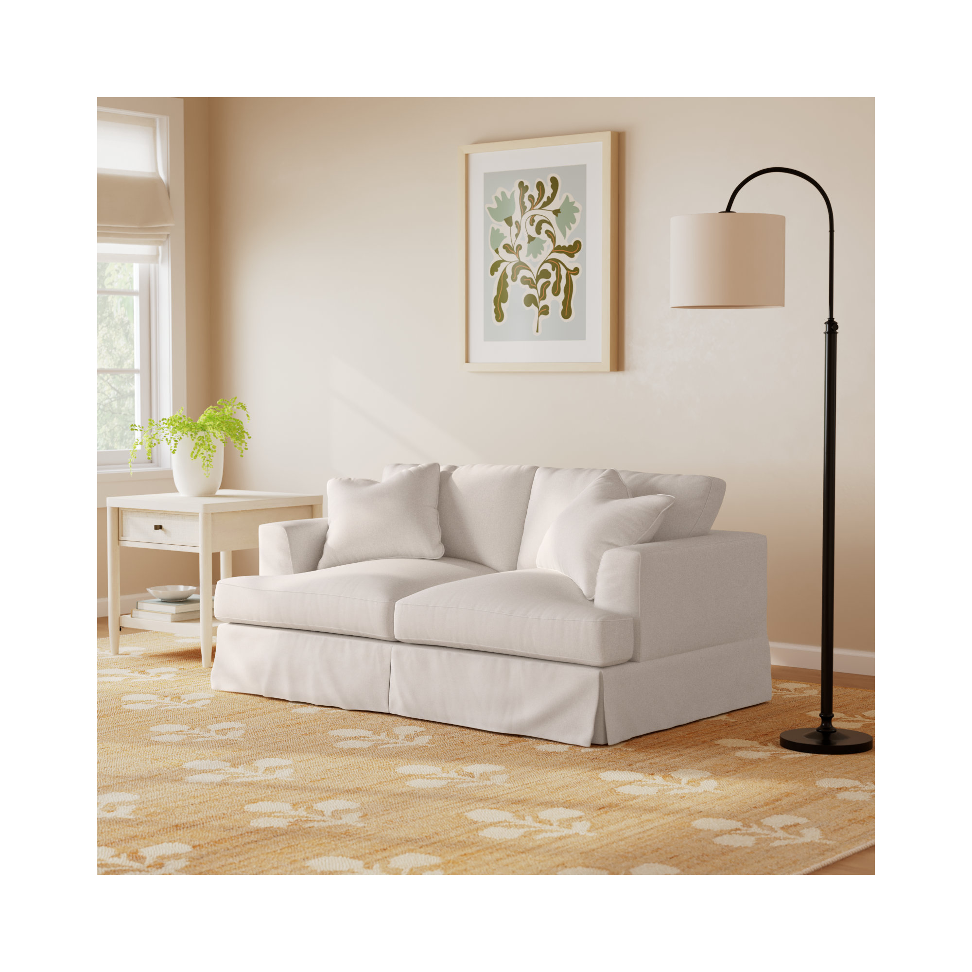 Lucia 65.5" Recessed Arm Slipcovered Loveseat, Canvas Canvas Sunbrella® Canvas
